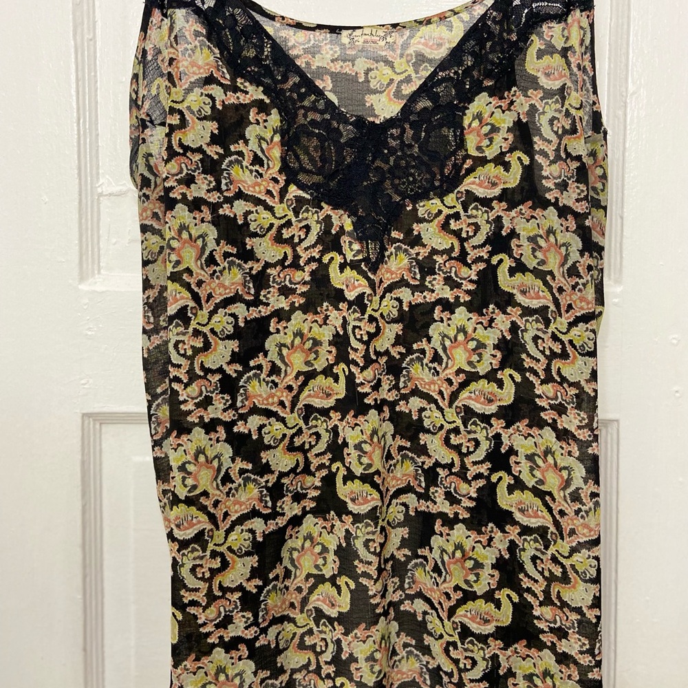 Free People Paisley Cami with Lace Detail